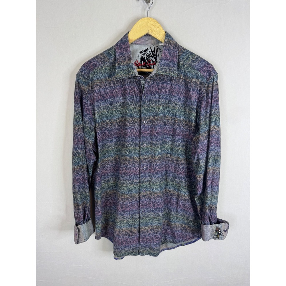 Robert‎ Graham Knights Dragon Slayer Mens L Shirt Multi Color Paisley Stripe